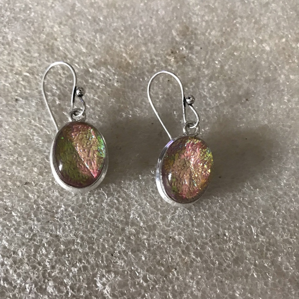 Elegant Silver and Australian opaline Dangle Earrings